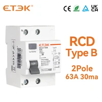 etek rcd type b evse 2p 2poles ac earth leakage circuit breakers rccb 63a 30ma ekl6 100b 10ka din rail 220v