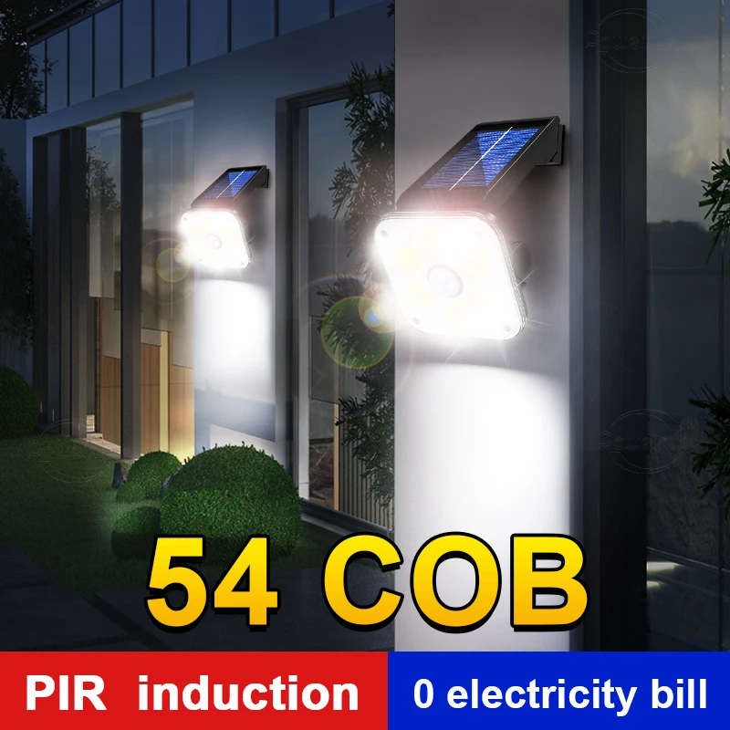 

Newest Solar Led Light Outdoor 54COB Garden Light 3 modes Waterproof Solar Lamps Remote Control Street Lights With Motion Sensor