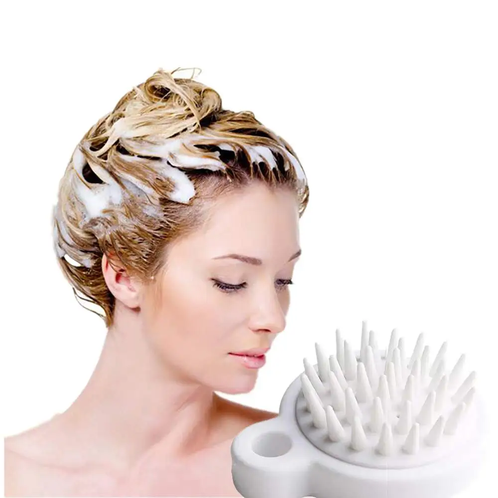 

White Soft Tooth Shampoo Brush Shampoo Comb Massager Shampoo Clean Scalp Massage Brush Silicone Bath Body Brush Bath Scrub