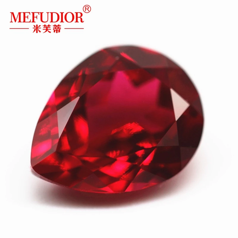 8A armut şekli laboratuvarda yetiştirilen yakut gevşek taş kırmızı değerli taş takı aksesuarları gevşek değerli taşlar renk değerli taşlar mücevher