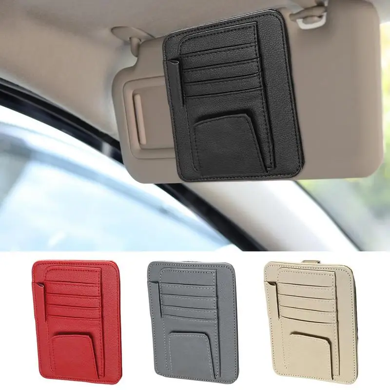 

Car Sun Visor Organizer Scratch Resistant Auto Visor Holder Multi-Pocket Business Card Storage Management Glasses Holder Pouch