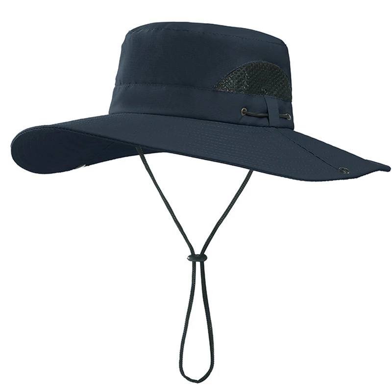 

Summer Wide Brim Bucket Hats Fashion Outdoor Drawstring Mountaineering Sun Hat Fishing Panama Cycling Visors Breathable Mesh