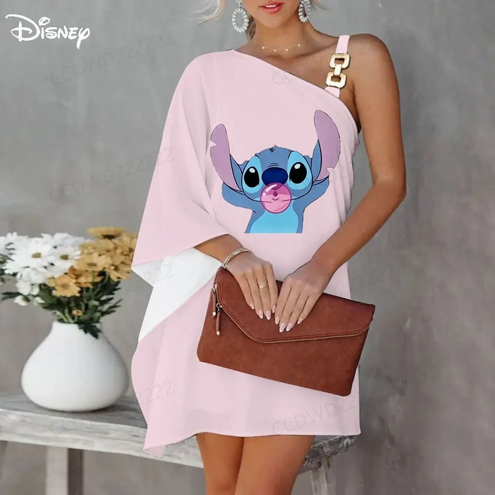 

Женское летнее платье с одним открытым плечом и диагональным воротником