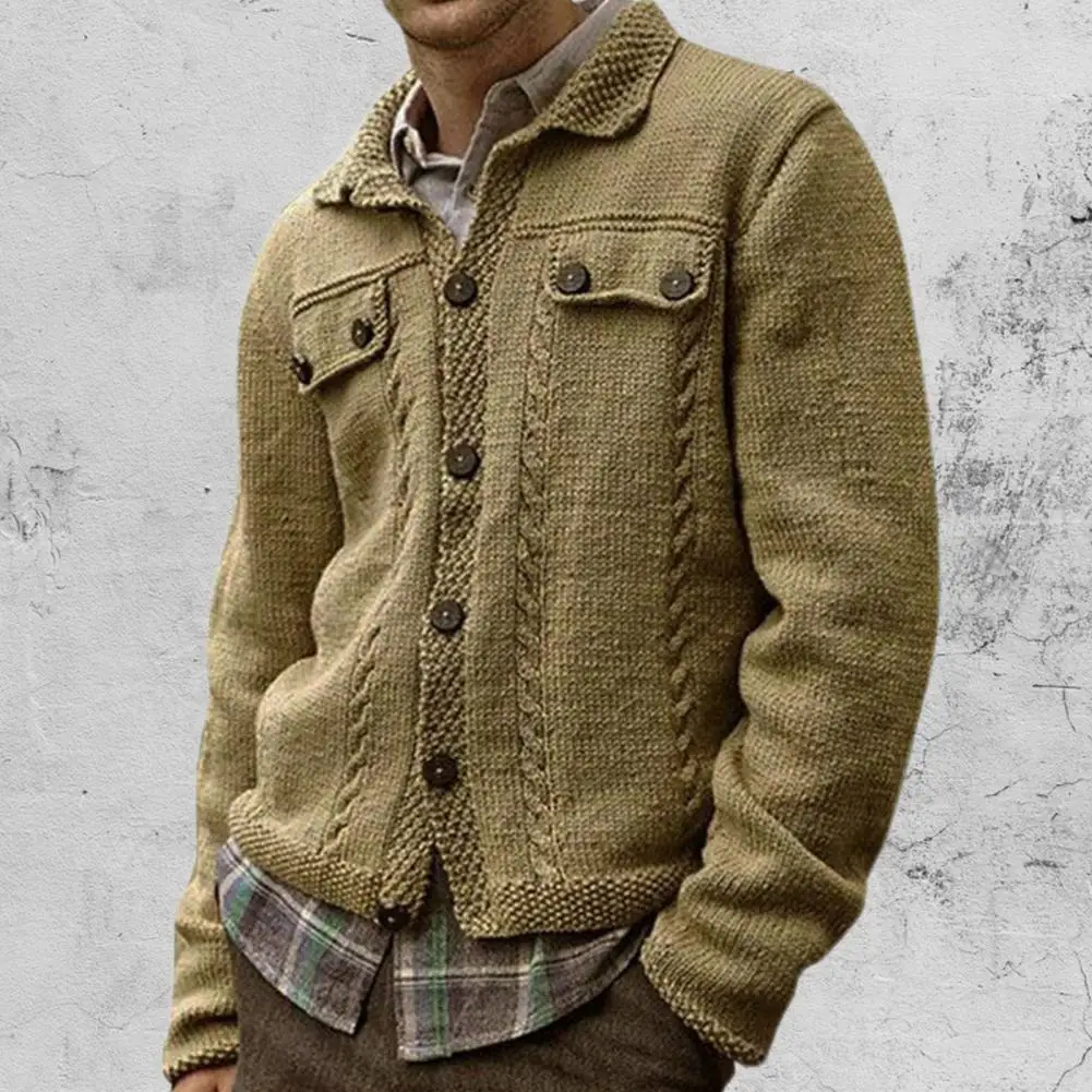 

Wool Sweater Men's Knitted Breathable Cardigan Men Sleeve Long Sweater Solid Long 2021 Knitwear Color Multi-button Sleeve