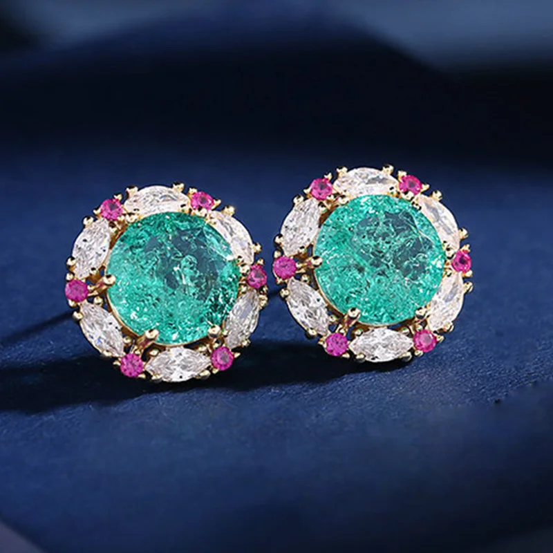 

High Quality Simple Retro Ice Cracked Zircon Ear Studs Earrings For Women Fashion Jewelry LE171