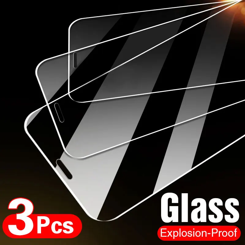 

12D 3Pcs Tempered Glass On The For iPhone 11 12 13 Pro Max X XS XR Screen Protector For iPhone 7 8 6 6s Plus SE Protective Glass