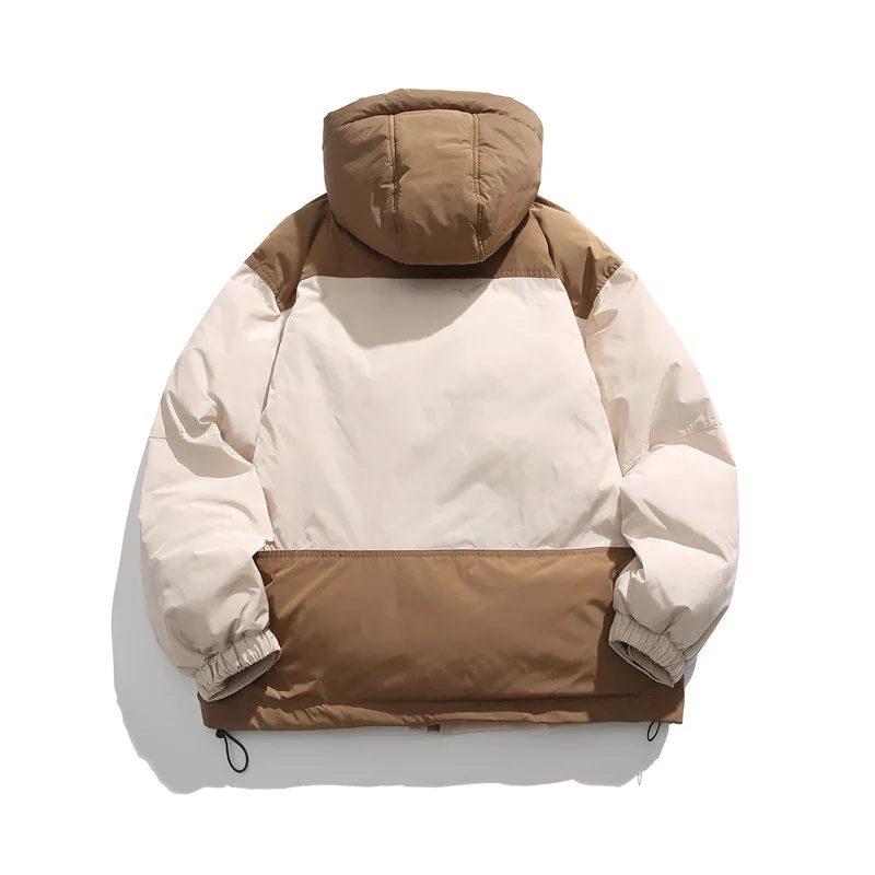 Rainbowtouches New Cityboy Tide Brand Color-blocking Hooded Thickened Warm Tooling Cotton Clothes