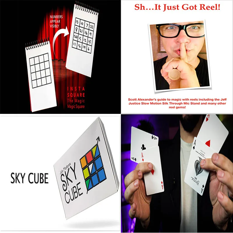 

It Just Got Reel by Scott Alexander, Insta Square by Martin Lewis , Sky Cube by Julio Montoro, Switch-A-Two by Mark Mason Magic