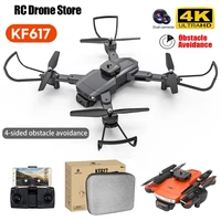 kf617 mini obstacle avoidance drone with 4k dual camera remote control quadcopter height hold foldable wifi fpv rc dron toy