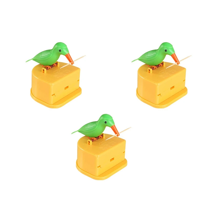 

3X Toothpick Dispenser Bird Automatic Bird Toothpick Box Toothpick Holder