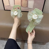 women summer 2022 sandals ladies luxury sexy lace edging design sandal female beach open toe flat bow slippers sandals for women