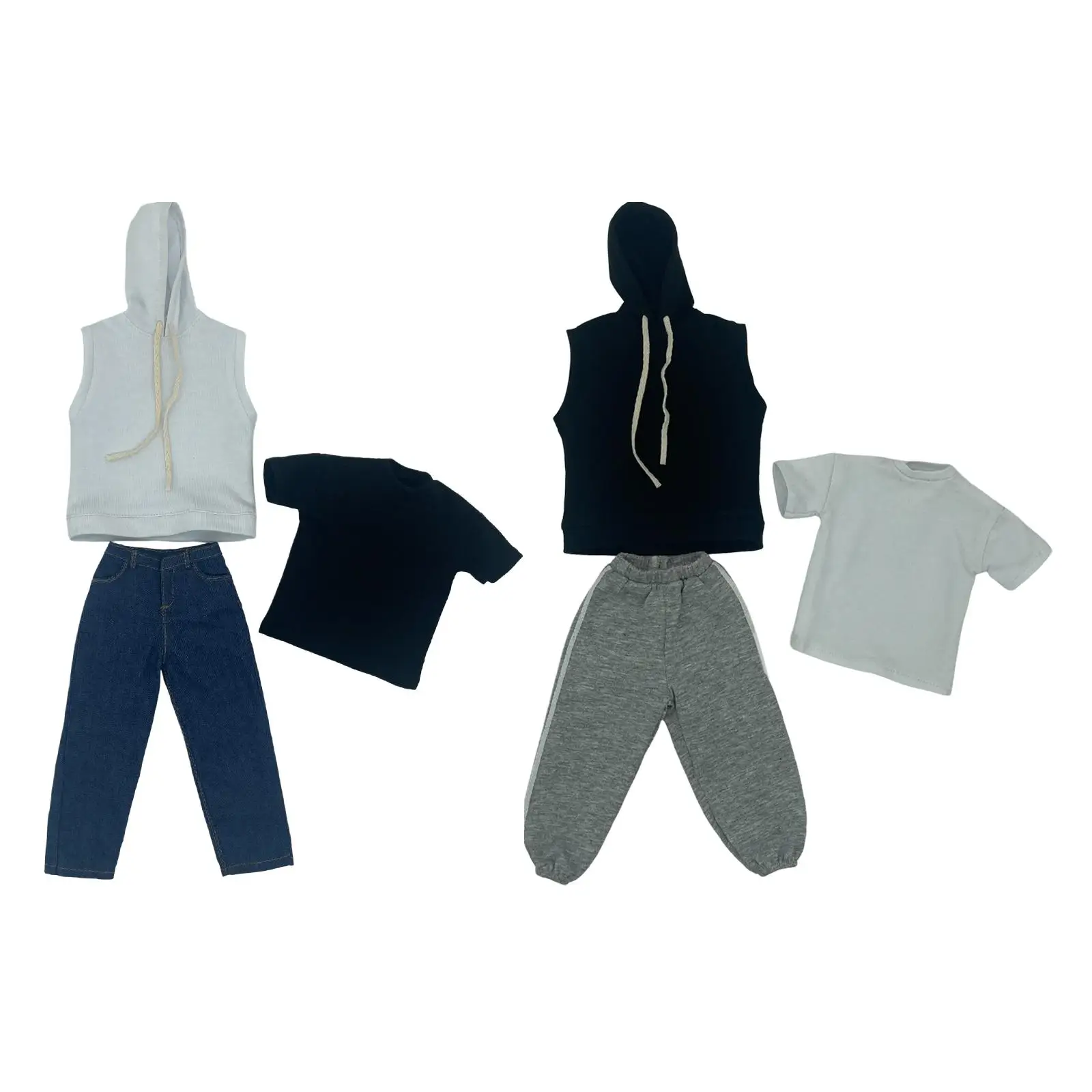 

3 Pieces 1/6 Sleeveless Hoodie Pants Set Fashion Miniature Clothing for 12in Doll Model Dress up Male Action Figures Accessory