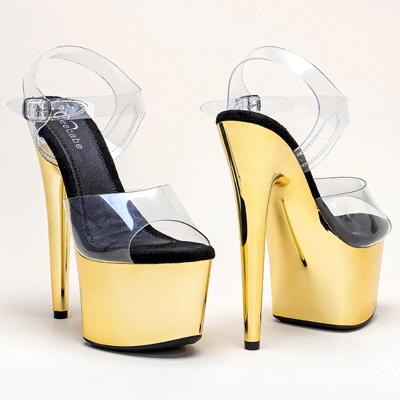 Leecabe 7inch/17CM  PVC upper gold  Platform Sandals Pole Dancing Shoes High Heels Shoes Nightclub Dance Shoes