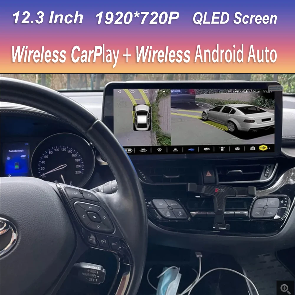 

Мультимедийный видеоплеер для Toyota CHR 2016 2017 2018 2019 12,3 дюйма QLED 8G 128G автомобильное радио Android 12 DSP Авто Carplay RDS