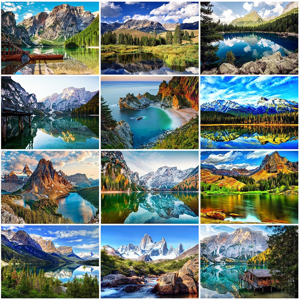 

5D DIY Diamond Embroidery Mountain Diamond Painting Full Round Mosaic Landscape Picture of Rhinestone Home Decor Gift