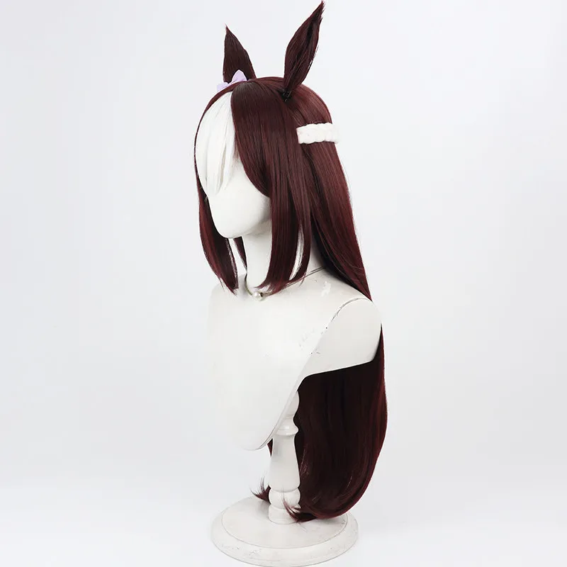 Фото Парик для косплея Uma Musume Pretty Derby Special Week, коричневый, длинный, из синтетических волос, с ушками, бантом и хвостом, для женщин, для Хэллоуина и костюмированных вечеринок №3