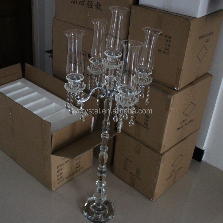 

120cm fancy wedding tall 5 arms crystal candelabra for wedding decor