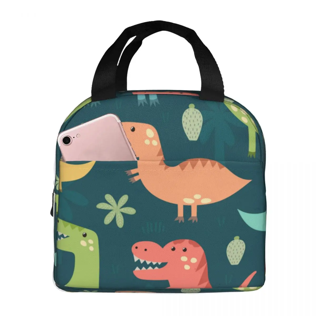 

Cute Tyrannosaurus Rex Dinosaur Lunch Bags Waterproof Insulated Cooler Bag Thermal Cold Food Picnic Lunch Box for Women Girl