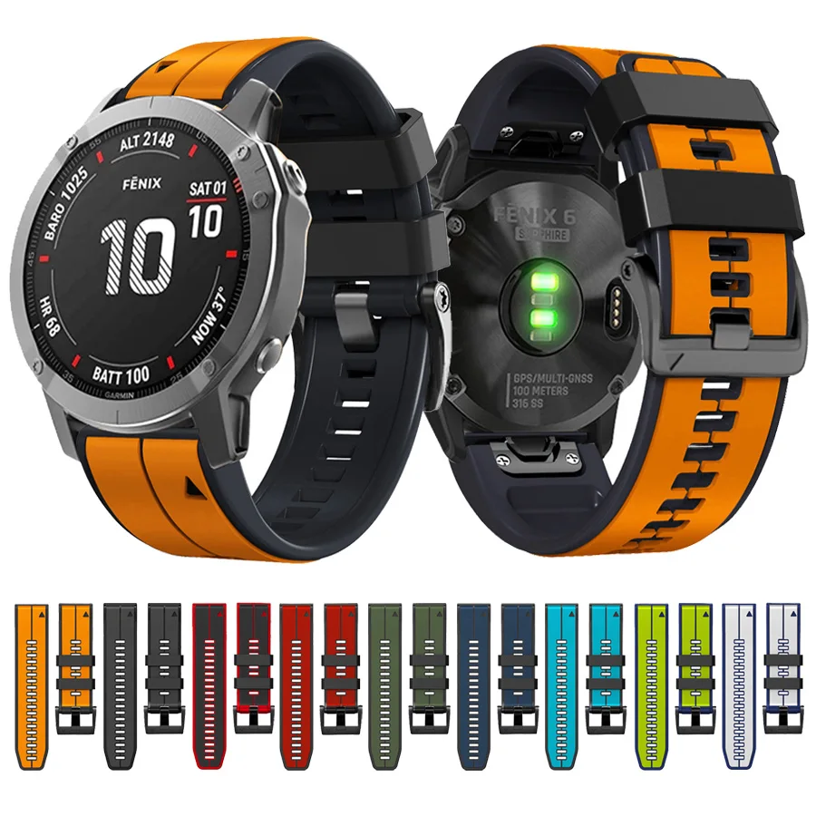 Силиконовый ремешок Quickfit для Garmin Fenix 8 51 мм 47 мм/E/7 7X/6 6X Pro/5 5X Plus Epix Marq 2