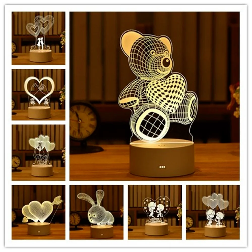 

Wedding Decoration Romantic Love 3D Acrylic Led Night Lights for Home Children's Birthday Party Boy Girl Valentine's Day Gifts