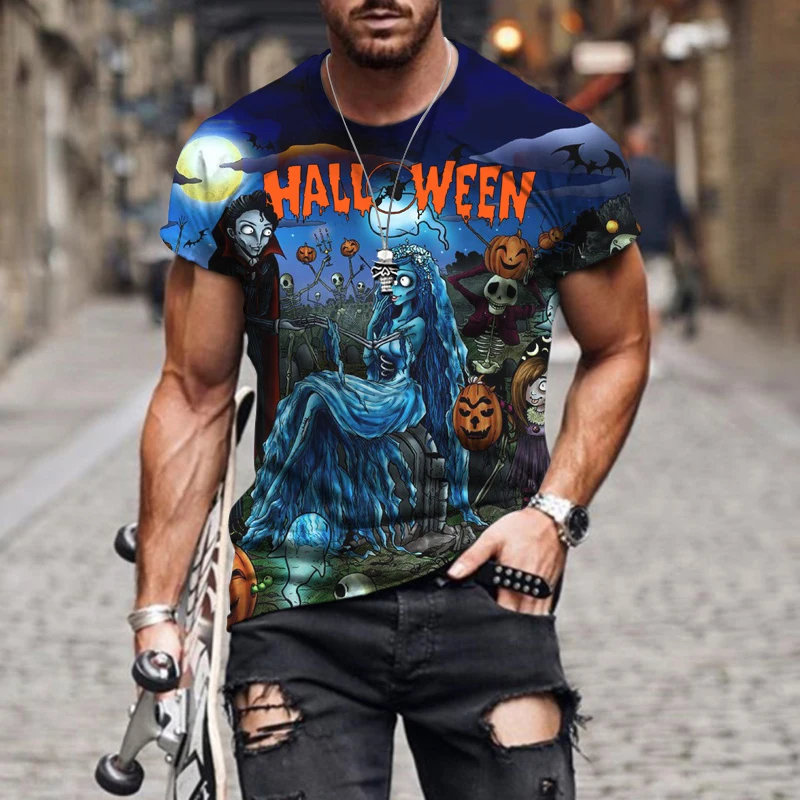 

3D Printed Summer Short Sleeve T-Shirts Men's Casual Retro Oversieze Halloween Costumes Teens 2022 Festive Celebration Tops