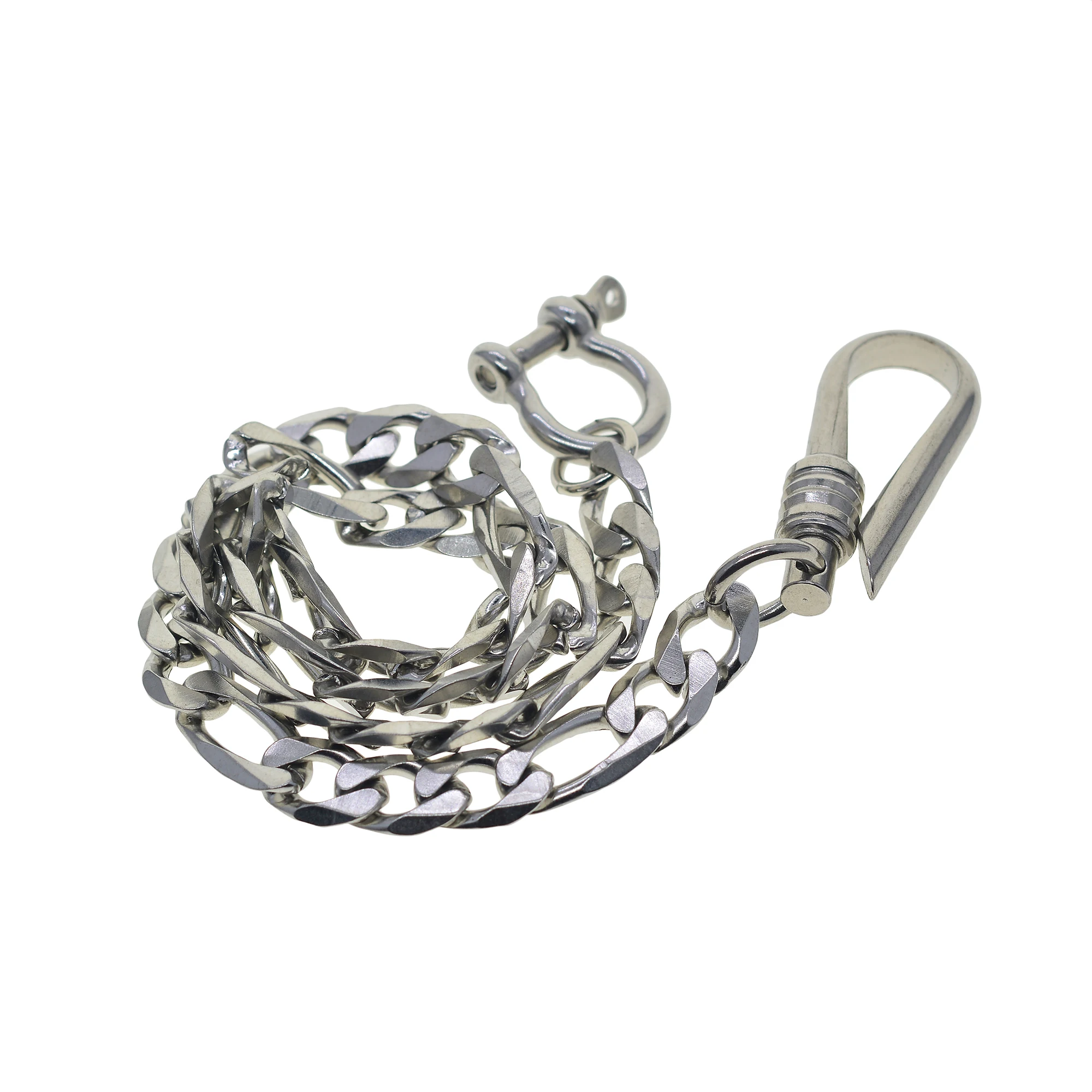 

Stainless steel wallet jean trousers biker keychains D joint shackle simple U 6mm wire U hook extra large cuban figaro chain