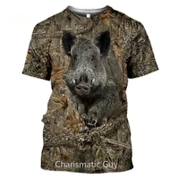 camouflage hunting animal boar 3d printed t shirt summer casual mens t shirt outdoor camping short sleeve jacket short sleeve