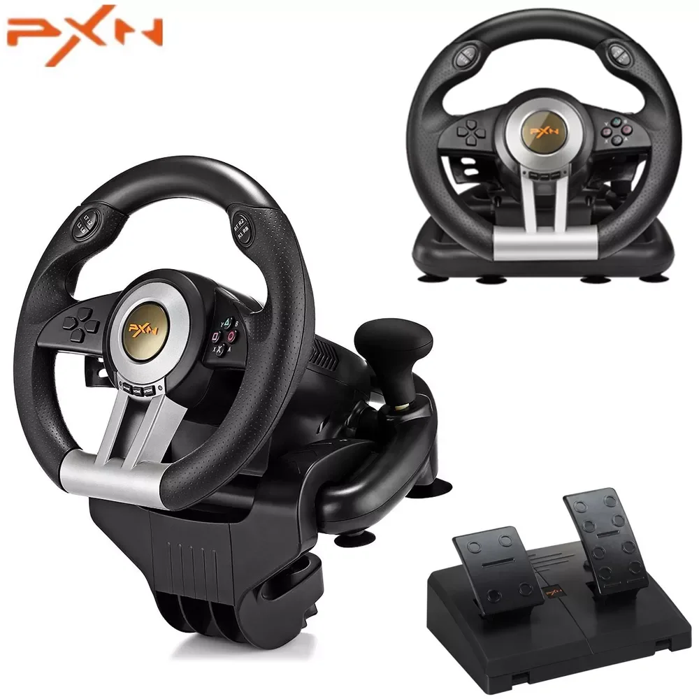 

Gaming Steering Wheel Pedal V3II Vibration Dual Motor Racing Game Steering Wheel Pedal For /PS3/4/Xbox/ 180° Degree