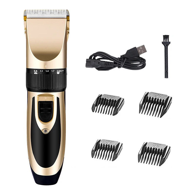 

Professional Electric Hair Clipper USB Charging R-shaped Acute Angle Design Low Noise With 4 Limit Combs Universal Hair Trimmer