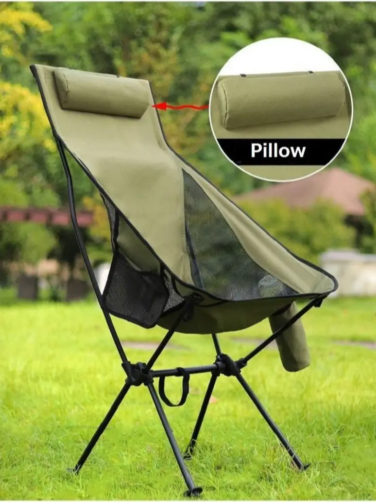 Outdoor Folding Moon Chair Ultralight Aluminiu Alloy Fishing Chairs Removable Washable Picnic BBQ Chairs With Carry Bag Stool