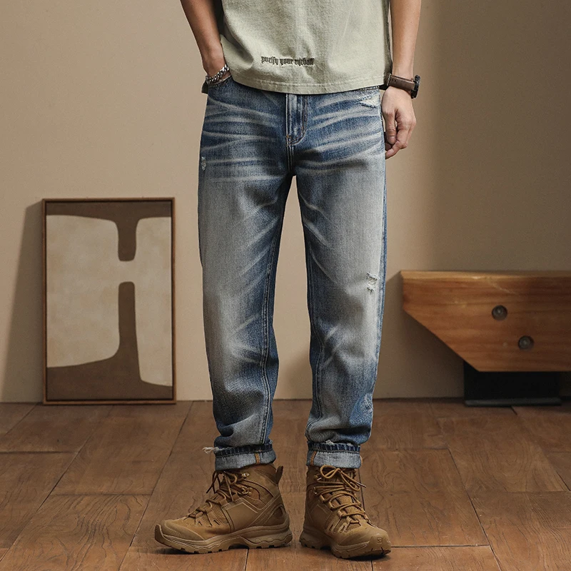 Японские Свободные и Модные шаровары повседневные универсальные модные джинсы в