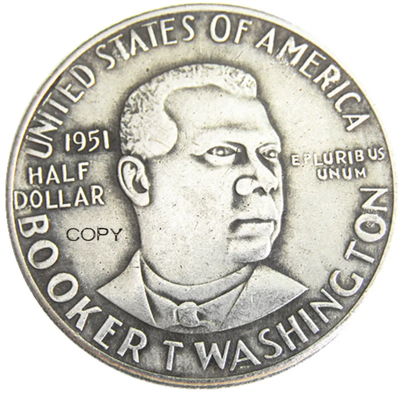 США 1951 P/S/D Booker половина доллара Посеребренная копия монеты