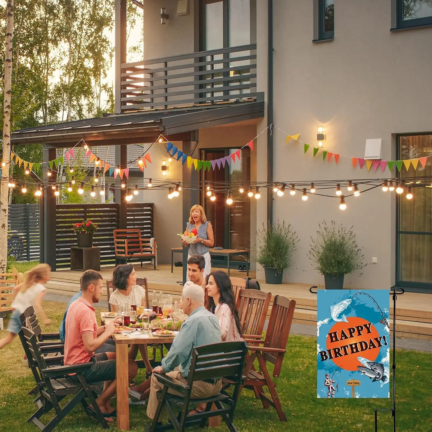 Флаг для сада Kimini-Ki Gone Fishing Happy Birthday, флаг для сада на день рождения рыбака, украшение в рыбацкой тематике для мужчин и мальчиков Yar EEZ (art.: 3920d9f449e29) - 3920d9f449e29