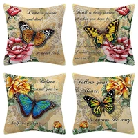 european vintage pillow cover butterfly printed cushion cover home office decorative pillow case cojines decorativos para sof%c3%a1