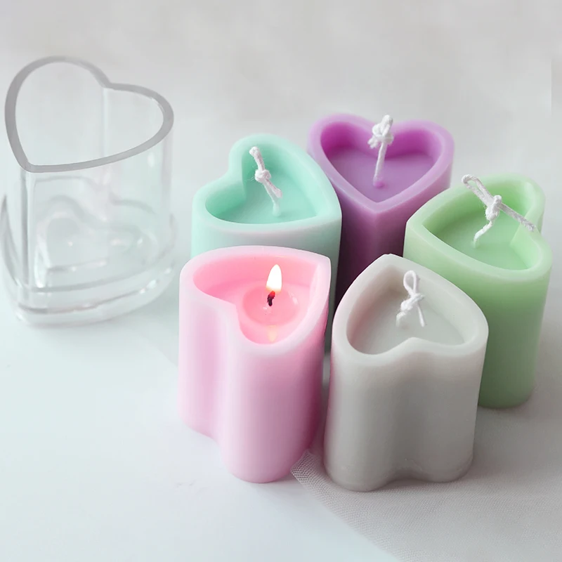 

1pcs Valentine's Day Gift Heart Candle Plastic Mould DIY Wedding Festival Party Home Decor Accessories Car Aromatherapy Ornament