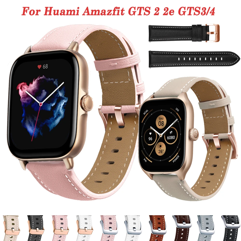 

Ремешок кожаный для Huami Amazfit GTS 2 Mini, 20 мм спортивный браслет для Xiaomi Amazfit Bip S/Bip Lite /Bip 2/GTR 42 мм/GTS4/GTS 3 Band
