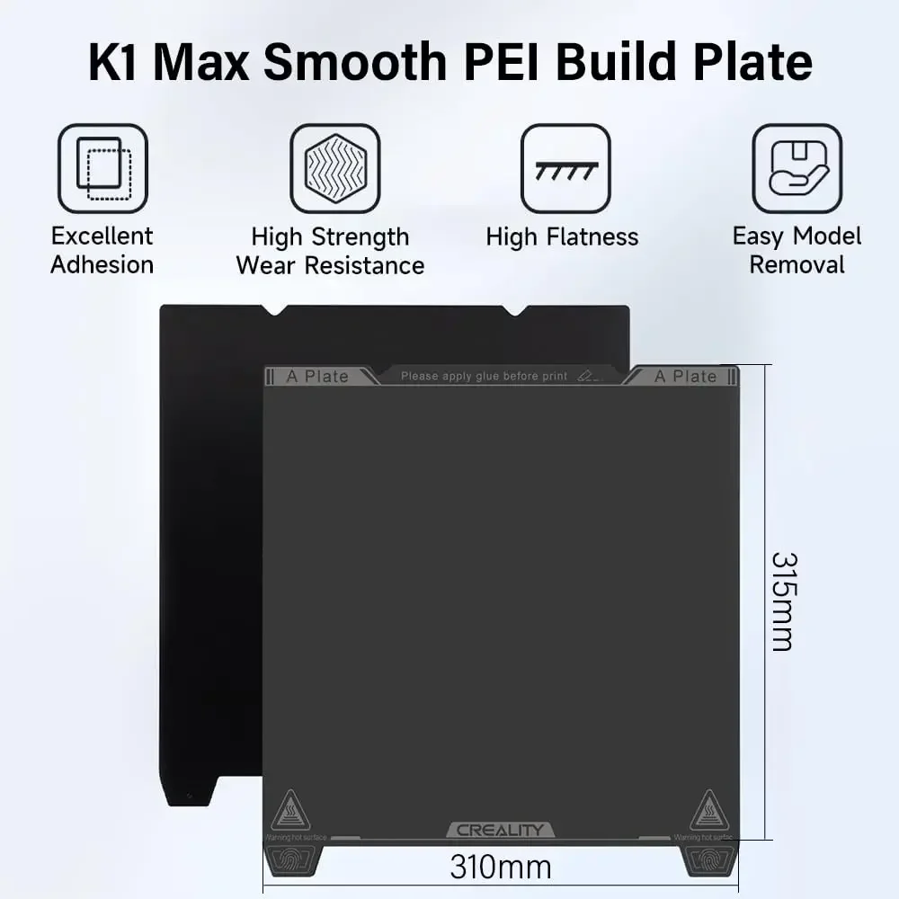 Creality K1 Max Build Plate PEI Bed Kit Гладкая съемная магнитная гибкая пружинная поверхность