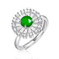 tkj 100 s925 silver inlaid emerald ring is like a summer flower ring new fashion opening adjustable ring jewelry lover gift