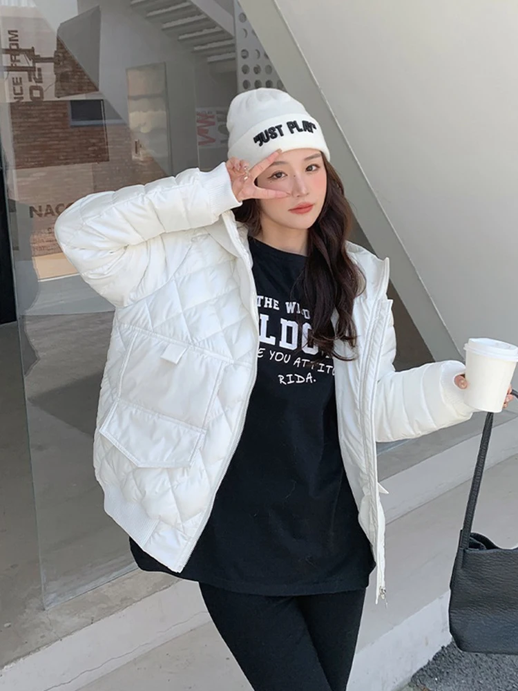 GOPLUS Laser Down Cotton Sustans Hooded Women ClothingWarm Coats  Zipper Quilted Coats Model 2022 Top Women New Fashion Jackets