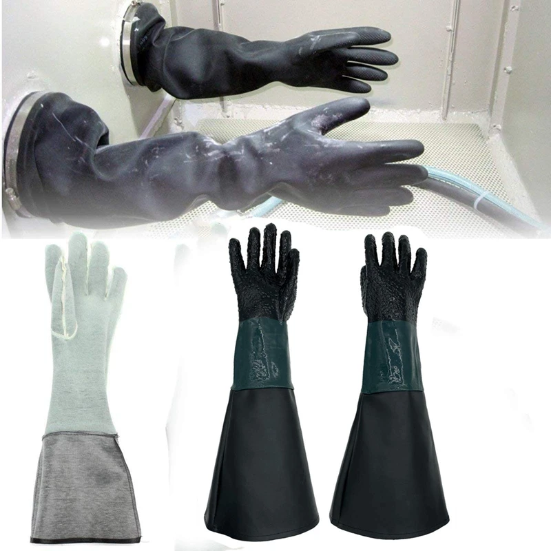 

Hot 3C-1 Pair Heavy Duty Sandblasting Gloves 60cm Work Gloves for Sandblaster Sand Blast Cabinet