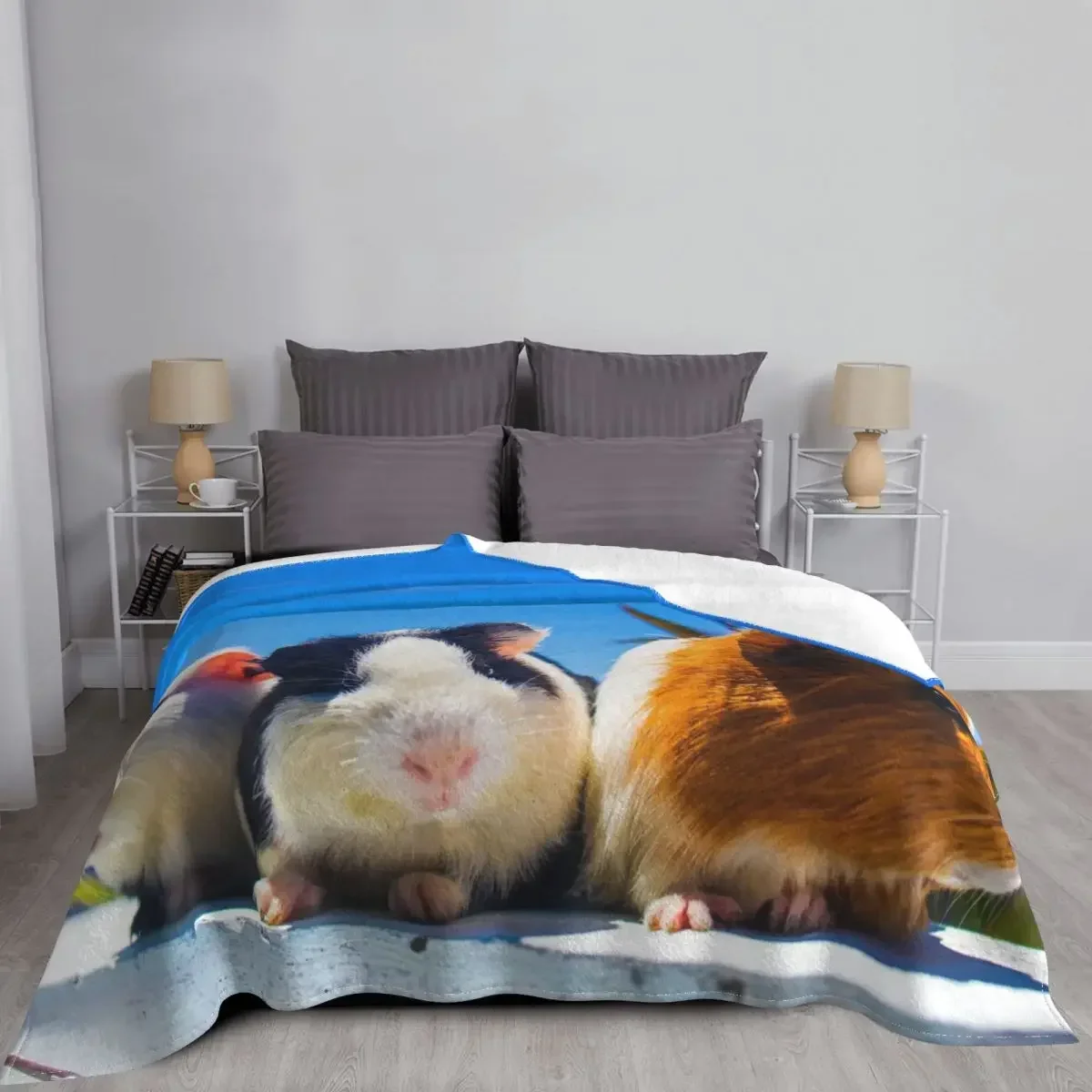 Флисовое одеяло Kawaii в виде морской свинки с милыми животными для кровати уличное