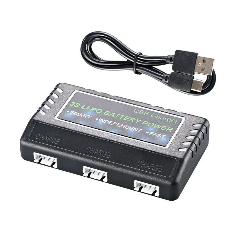

11.1V LI-Po Battery Charger USB Cable Black Balanced Charger Case for 3S Batteris Lithium Battery Pack Drone LI-Polymer Battery