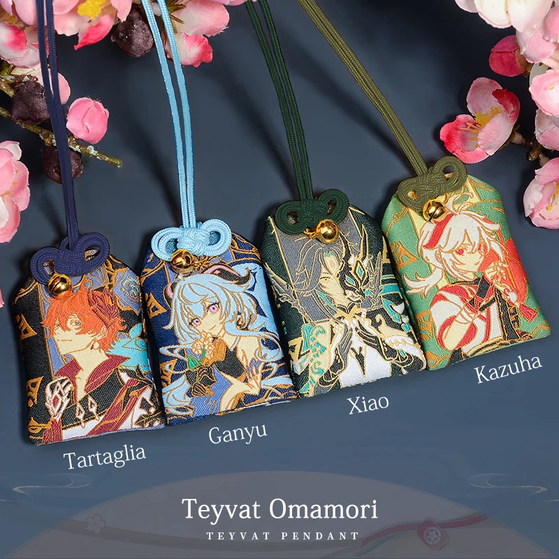 

Подвески Game Genshin Impact Kazuha Xiao Omamori для косплея мультяшная тартаглия с вышивкой сумки Подвески штинтиум амулет реквизит