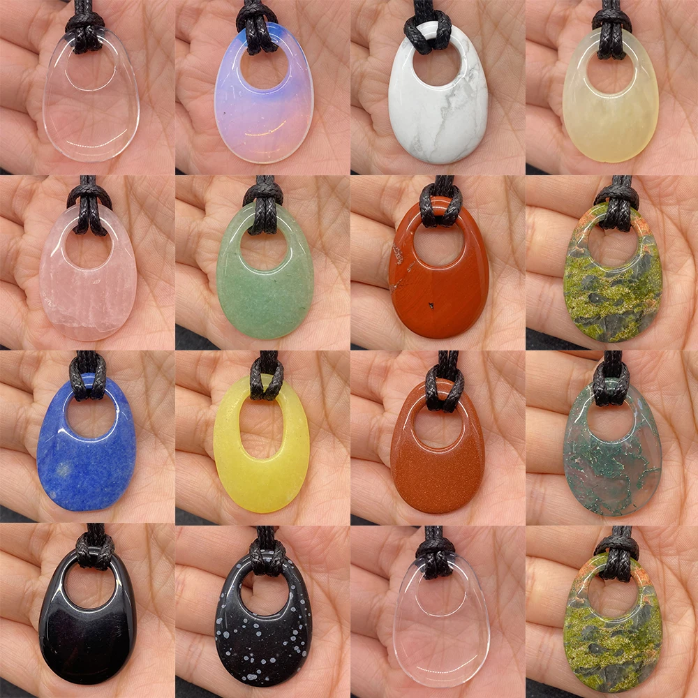 

Natural crystal pendant fashion necklace egg-shaped natural stone women jewelry 25x35mm charm necklace pendant accessories