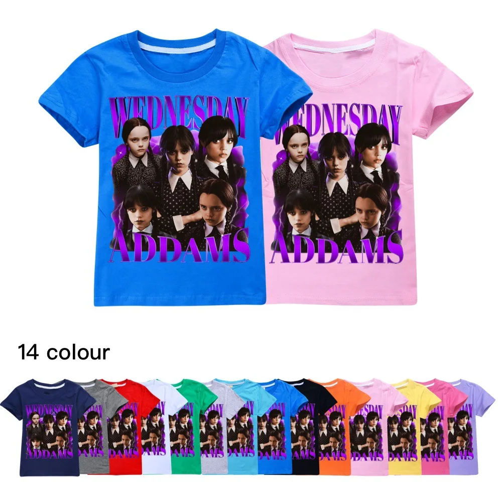 

New Wednesday Addams movie and TV around the Adams family children's summer children's short-sleeved T-shirt birthday gift