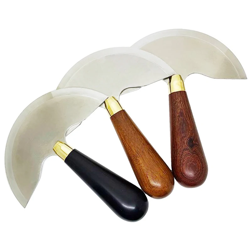

Portable Professional French Type Half Round Blade DIY Leather Craft Knife Wood Handle Cutting Skiving Cutter Tool