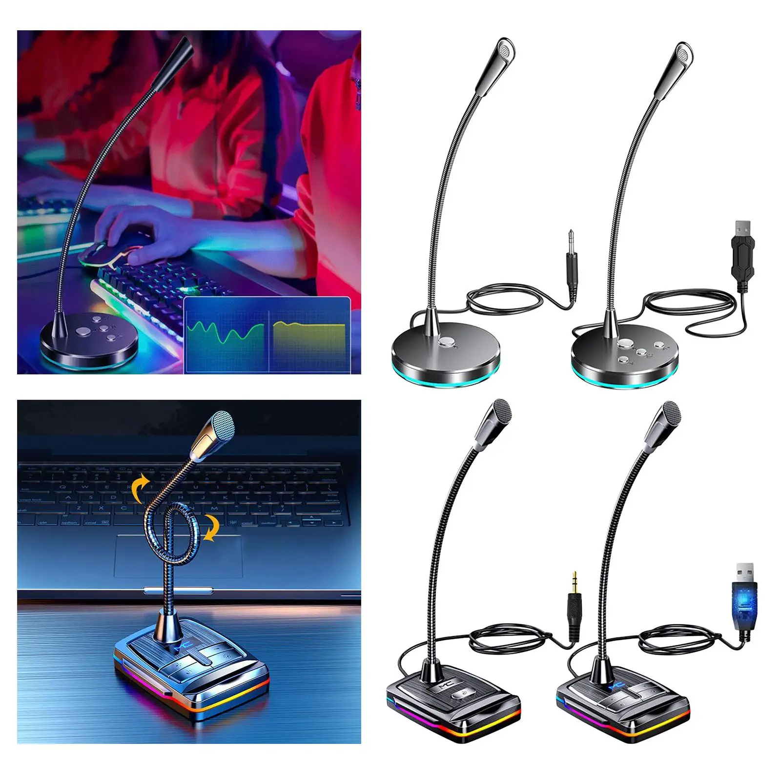 

Настольный микрофон с подставкой, USB микрофон для записи, шумоподавление