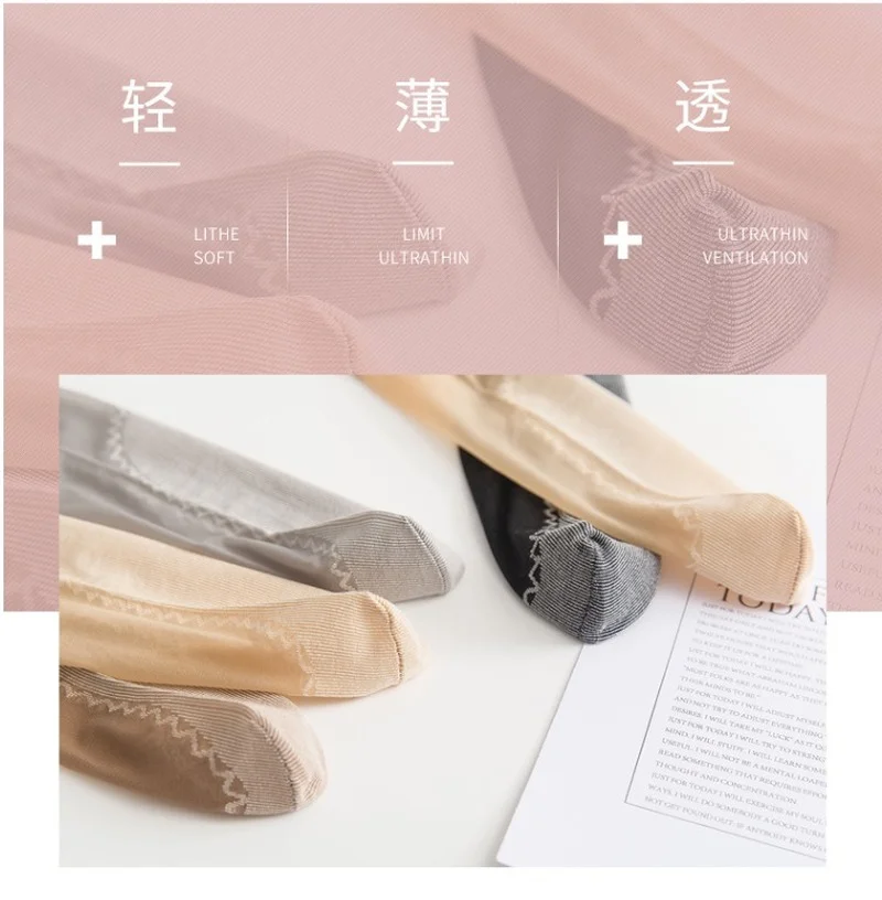 Women Socks 1 Pair Sweat-absorbing Ladies Stockings Summer Thin Stockings Anti-hook Non-slip Short Stockings