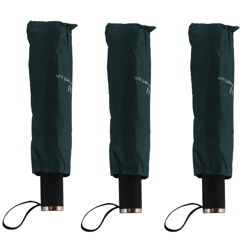 

3X УФ прозрачный зонтик тройного сложения утолщенный черный клей солнцезащитный зонтик от солнца девять фанерных зонтиков зеленый
