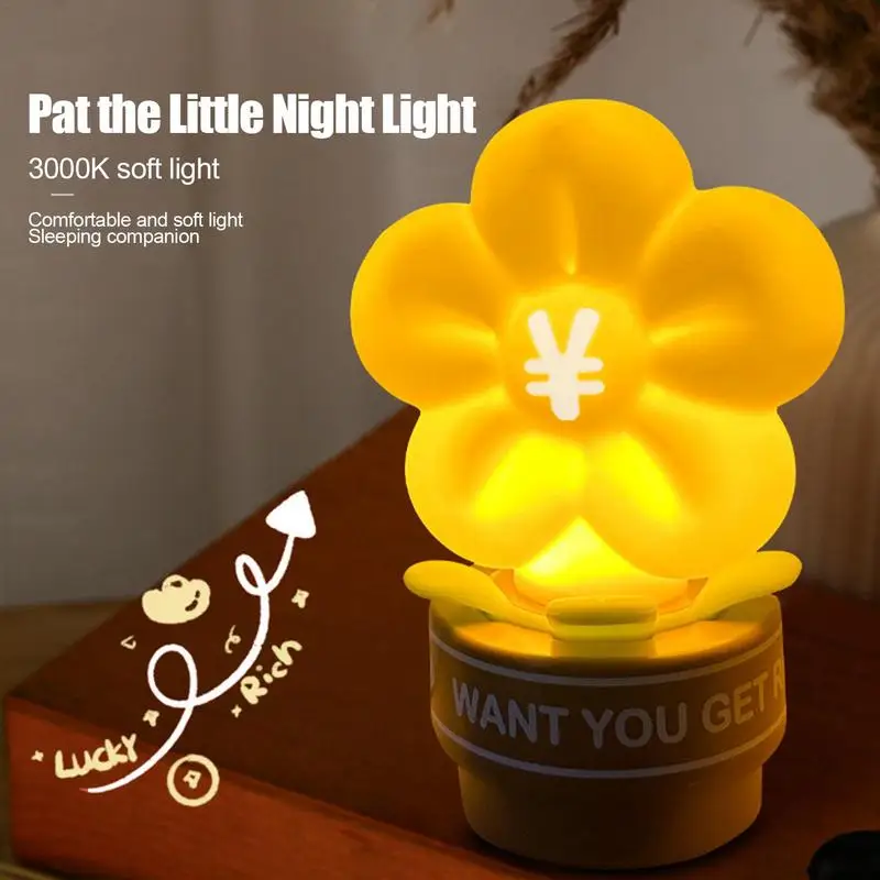 

Pat Night Light Timing Get Rich Flower Room Atmosphere Mini Table Lamp Silicone Nursery Night Light Cute Atmosphere Bedside Lamp